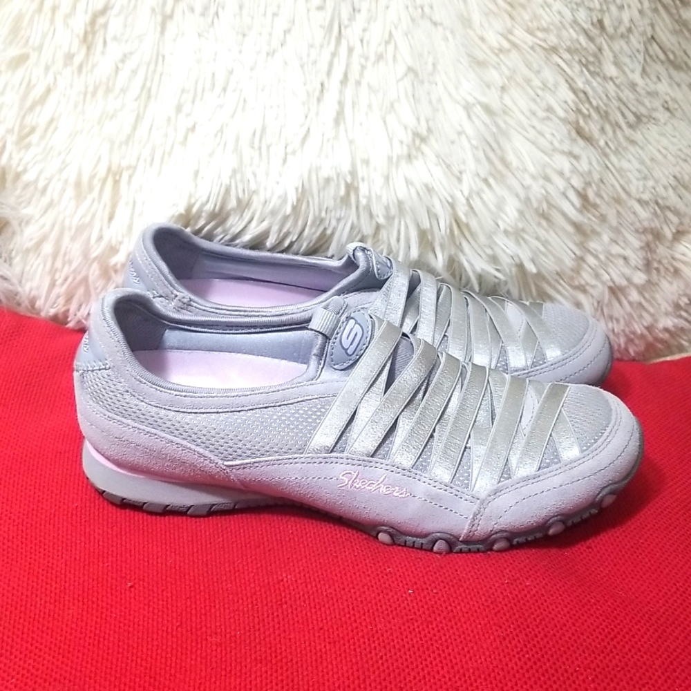 Skechers Women's Silver Slip-On Athletic Sneakers